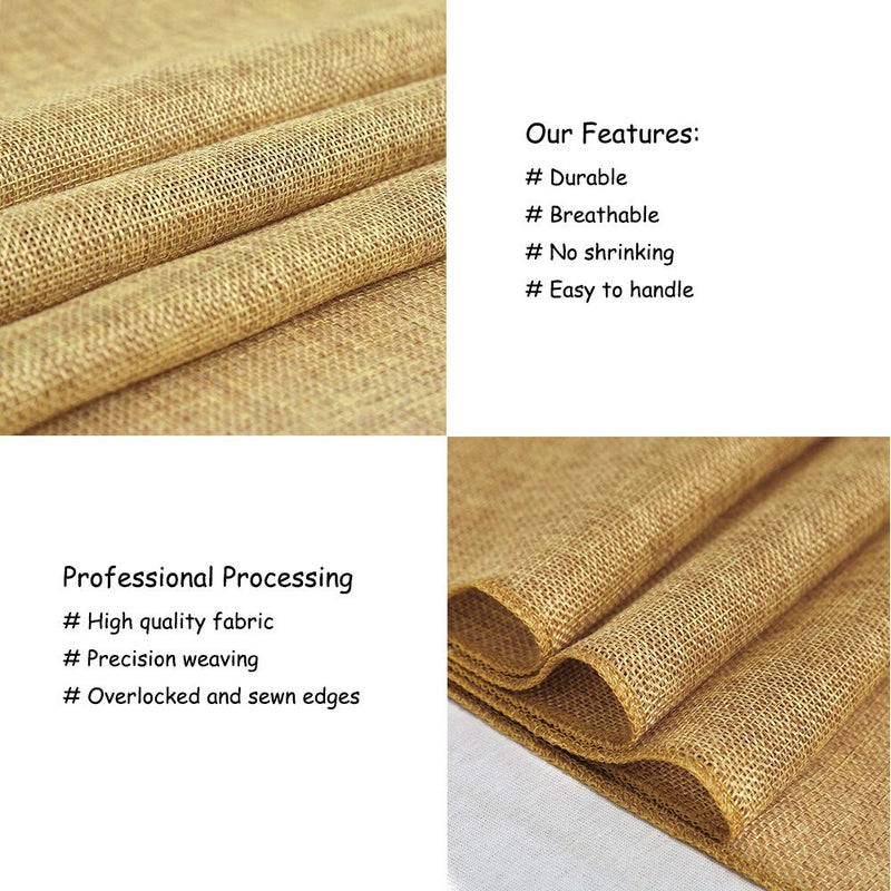 B.Cool B-COOL 2 Pieces Burlap Table Runners 13x108 Inch Rustic Boho Table Runner Dresser Cover for Farmhouse Macrame Jute Fabric Thanksgiving Party Home Dining Decorations Khaki - Image 3
